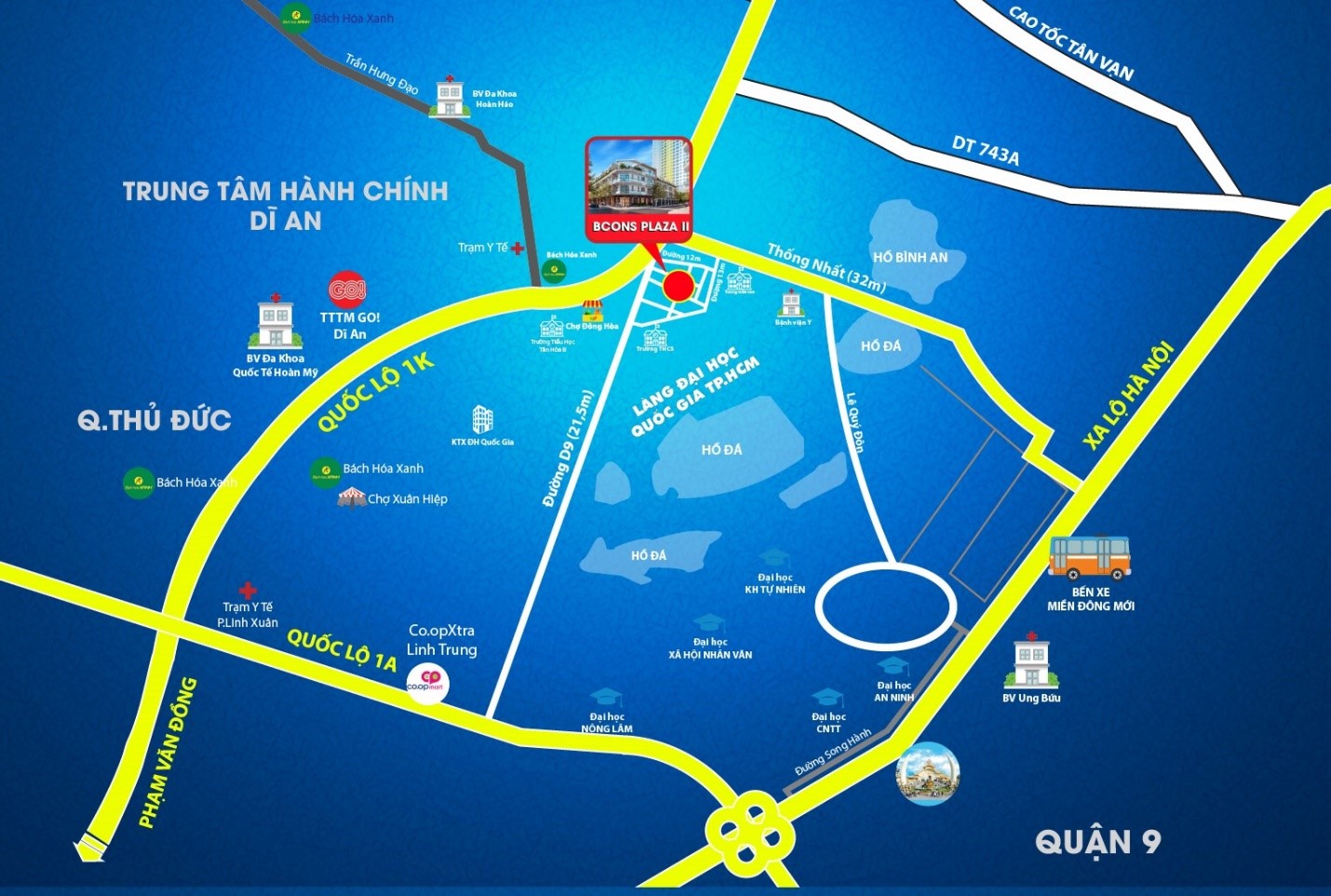 Dự án nhà phố Bcons Plaza sở hữu vị trí đắc địa