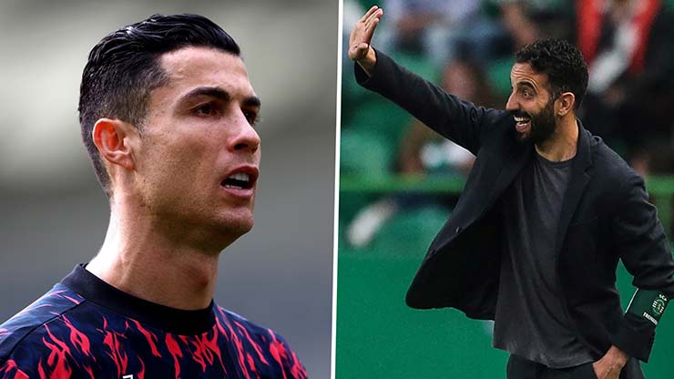 Ruben Amorim (phải) cáu vì Sporting tự ý bán cầu thủ của ông và dọa nghỉ việc nếu Ronaldo trở về