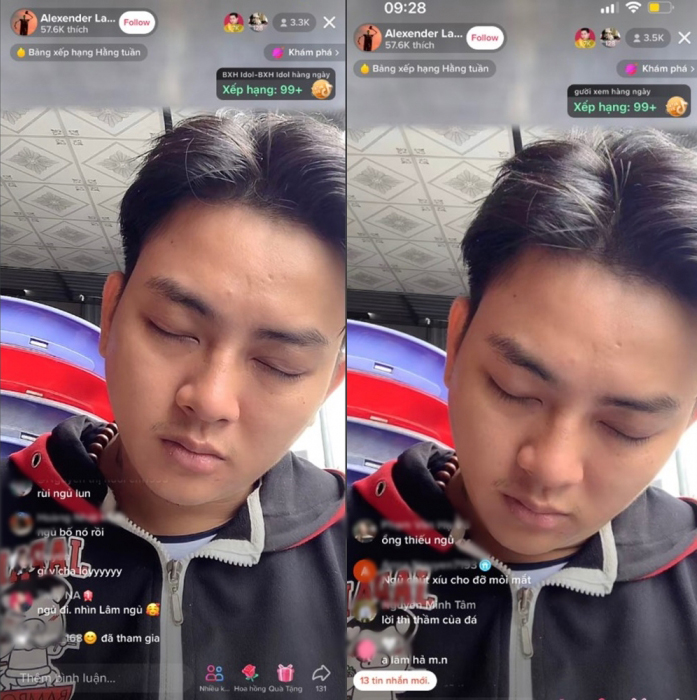 Hoài Lâm khiến fan lo lắng vì ngủ ngay trên livestream