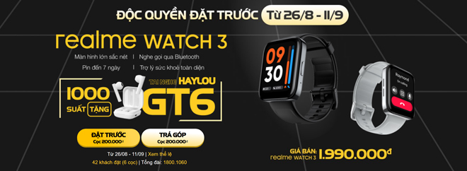 Người dùng yêu thích Realme Watch 3 có thể đặt trước tại Thế Giới Di Động để sở hữu ngay bộ đôi đồng hồ - tai nghe cực xịn