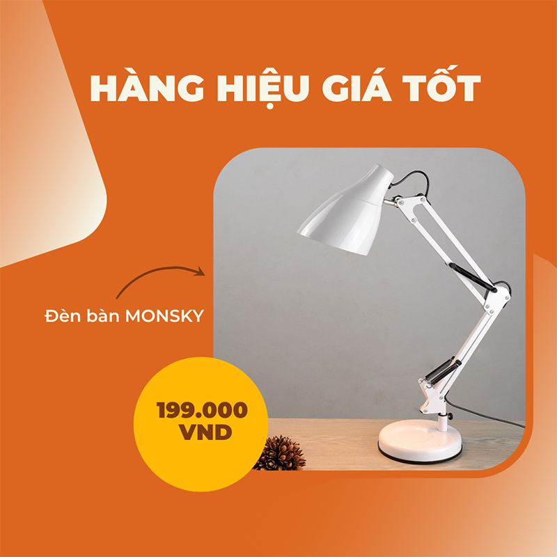 Đèn bàn MONSKY DPX05 kiểu dáng hiện đại hiện giảm 33% chỉ còn 199.000 đồng.