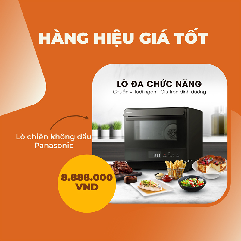 Lò chiên không dầu hấp nướng đối lưu Panasonic NU-SC180BYUE 20 lít hiện có giá chỉ 8.888.000 đồng, tức giảm gần 4 triệu so với giá gốc.