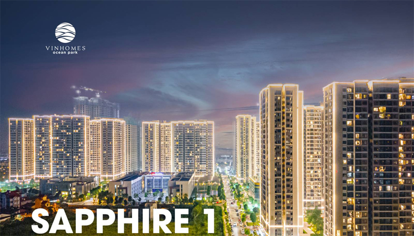 Phân khu Sapphire 1 lung linh về đêm.