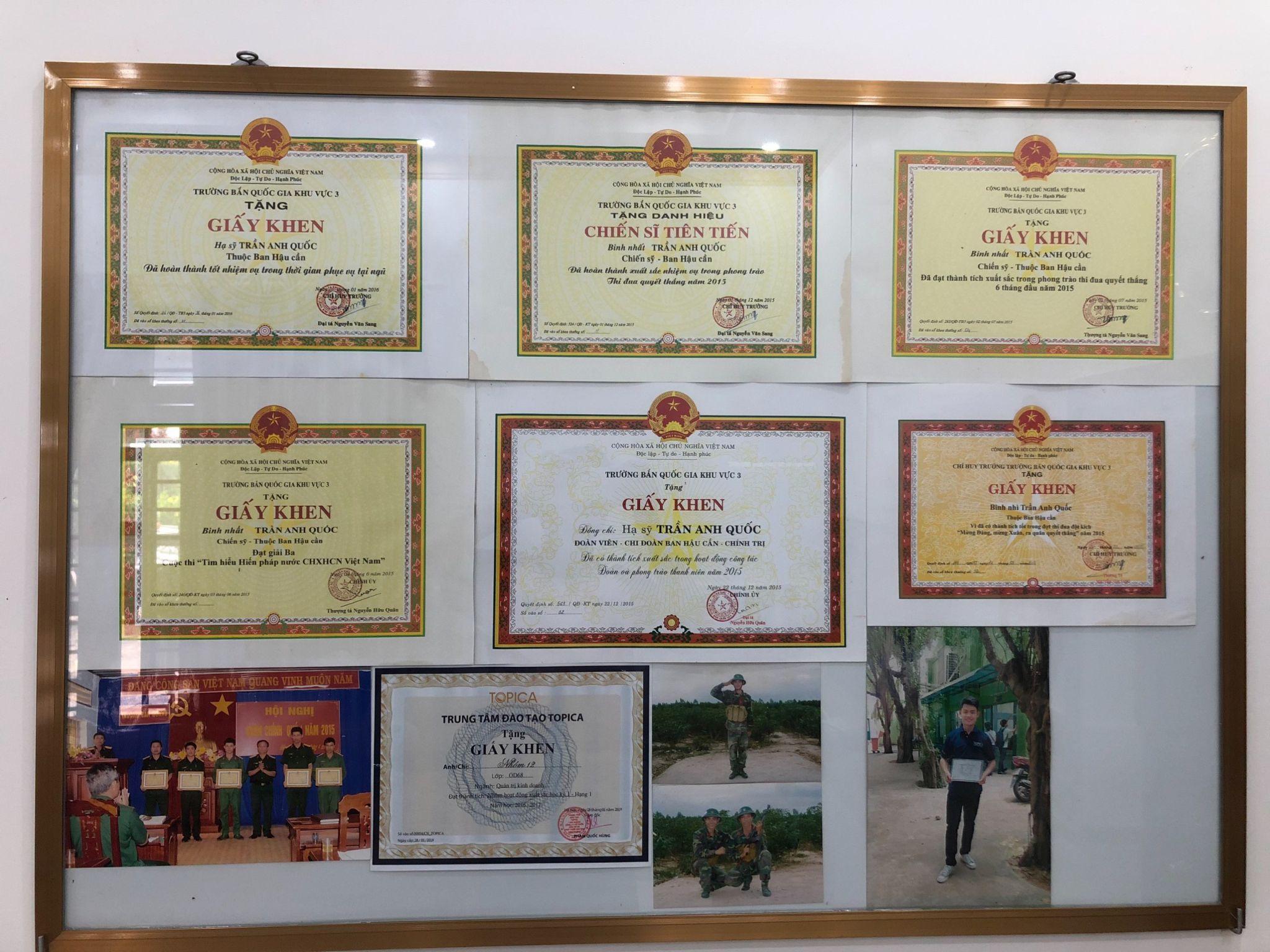 Thành tích đáng nể của Trần Anh Quốc trong thời gian nhập ngũ