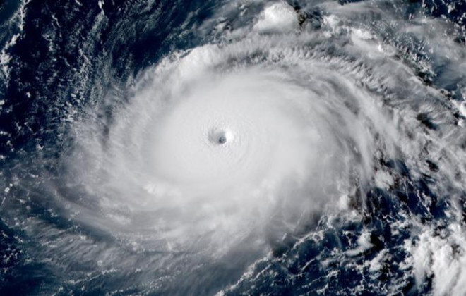 Siêu bão Hinnamnor, tương đương bão cấp 5, đang trên đường đổ bộ một hoặc nhiều hòn đảo của Nhật Bản. Ảnh: NOAA/CIRA