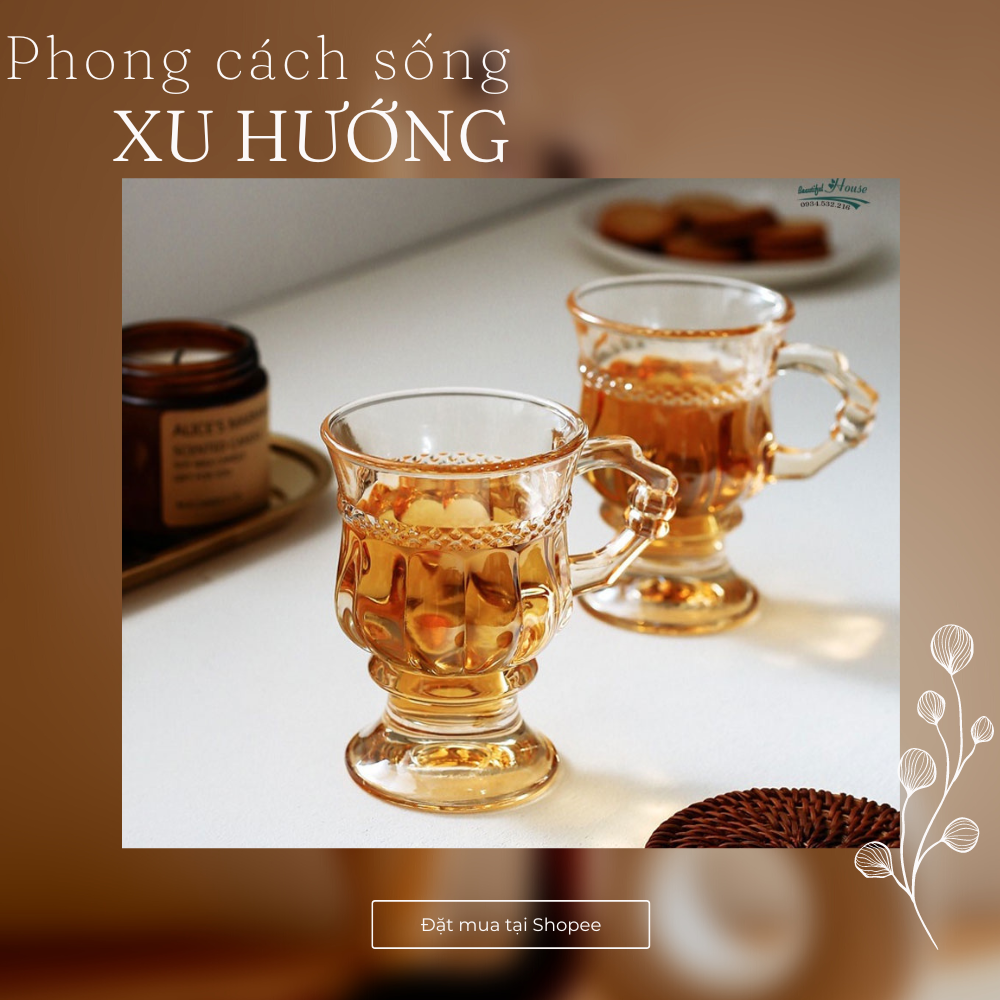 Sắm ngay chiếc Ly thủy tinh vintage thiết kế độc đáo với giá giảm chỉ còn 29.000 đồng cho bữa tiệc trà thêm phần bắt mắt.
