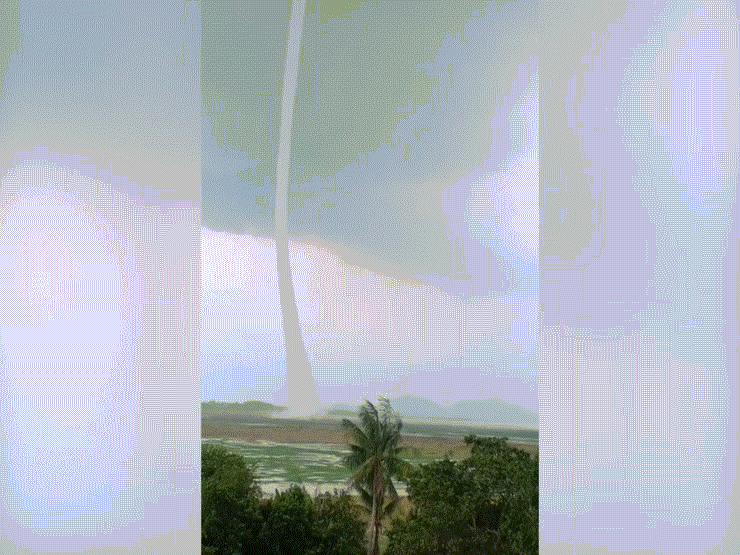 Tin tức trong ngày - CLIP: Xuất hiện vòi rồng thẳng đứng trên lòng hồ Trị An