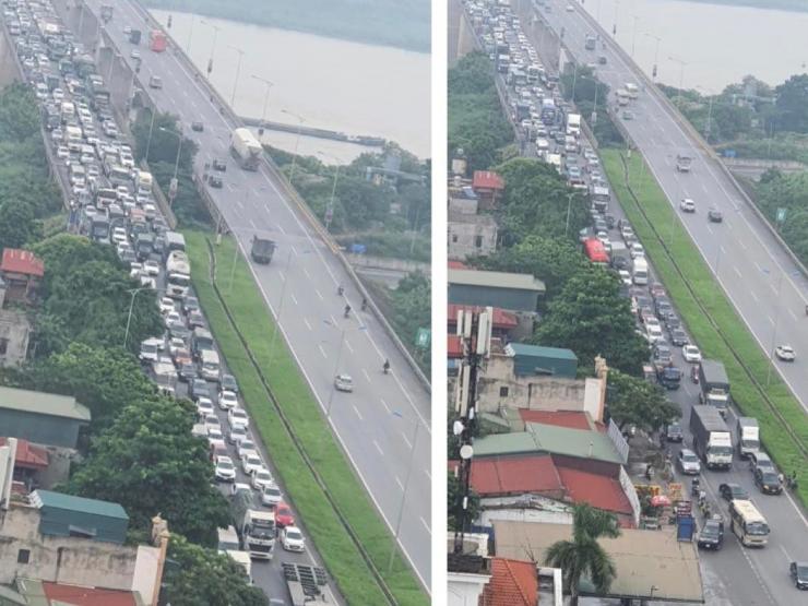 Tin tức trong ngày - Lý do ô tô ùn ứ hàng dài trên cầu Phù Đổng, CSGT phải "thông đường"