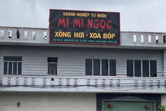 Cơ sở massage Mi Mi Ngọc tại thị trấn Long Thành (huyện Long Thành), nơi 2 nạn nhân bị bắt ép làm nhân viên. Ảnh: AX.