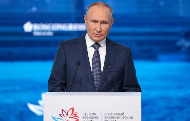 Tổng thống Nga Vladimir Putin tại Diễn đàn Kinh tế phương Đông. Ảnh: TASS