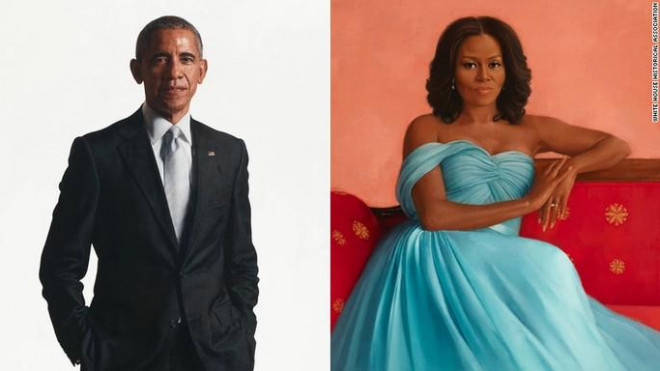Tranh chân dung của vợ chồng cựu Tổng thống Barack Obama. Ảnh: WHHA