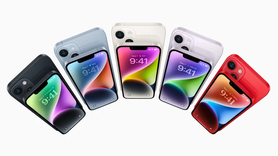 5 màu sắc của iPhone 14.