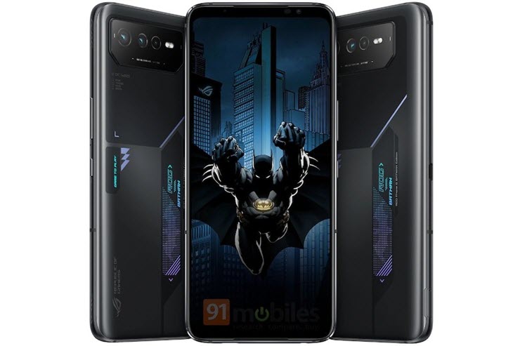 Hình ảnh chiếc ROG Phone 6 theo chủ đề Batman được rò rỉ trên mạng.