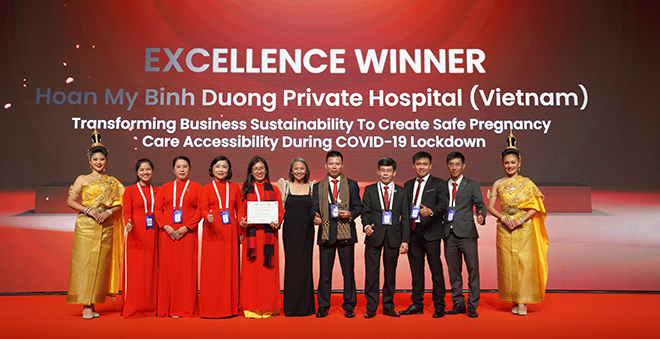 Bệnh viện Hoàn Mỹ Tư nhân Bình Dương là đại diện duy nhất tại Việt Nam đoạt giải HMA 2022 tại Bangkok, Thái Lan. Ảnh: BV cung cấp.