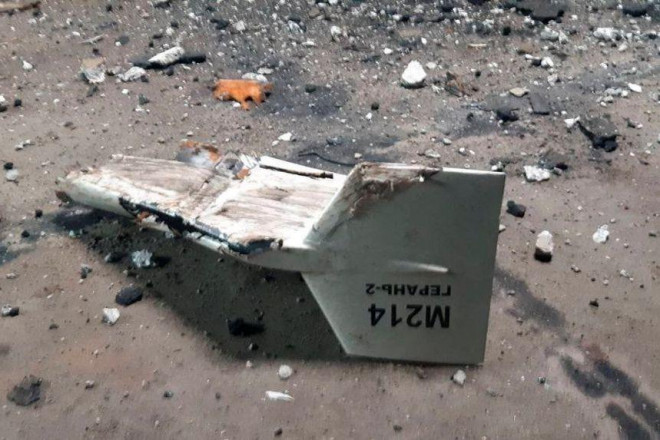 Mảnh vỡ được cho là của UAV Shahed-136 phát hiện ở Kharkiv, Ukraine. Ảnh: Lực lượng vũ trang Ukraine