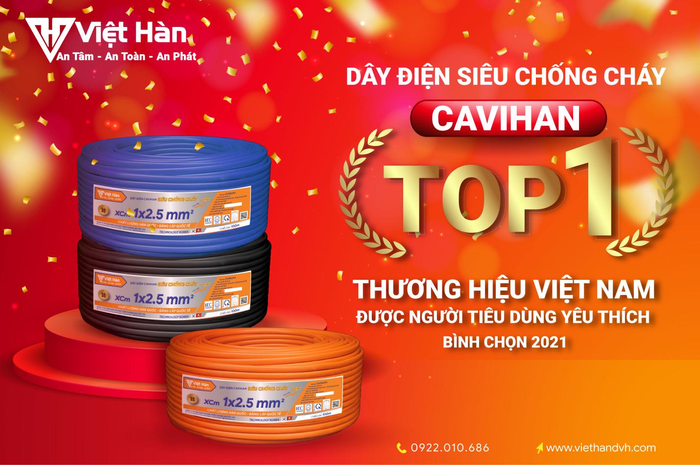 Việt Hàn sản xuất dây điện Cavihan chống cháy với vỏ nhựa XLPO chuyên dụng.