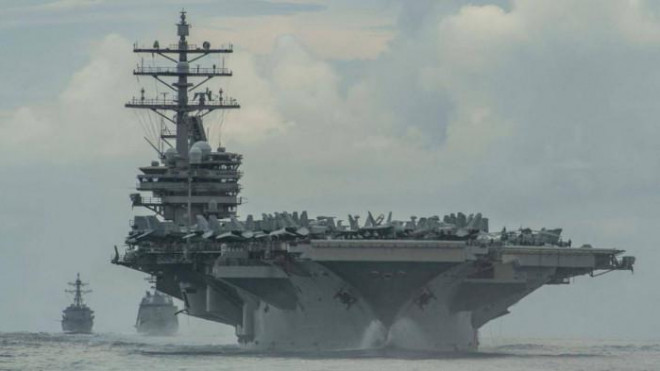 Tàu sân bay USS Ronald Reagan và các tàu bảo vệ của Mỹ đã tới Hàn Quốc ngày 23/9.