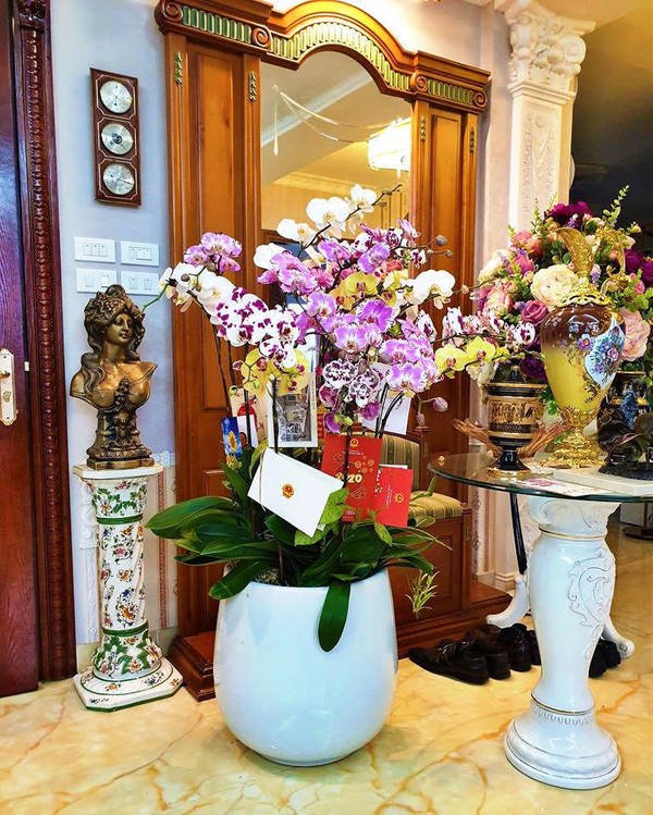 Nathan Lee bày biện chậu hoa lan vào dịp Tết
vừa rồi.