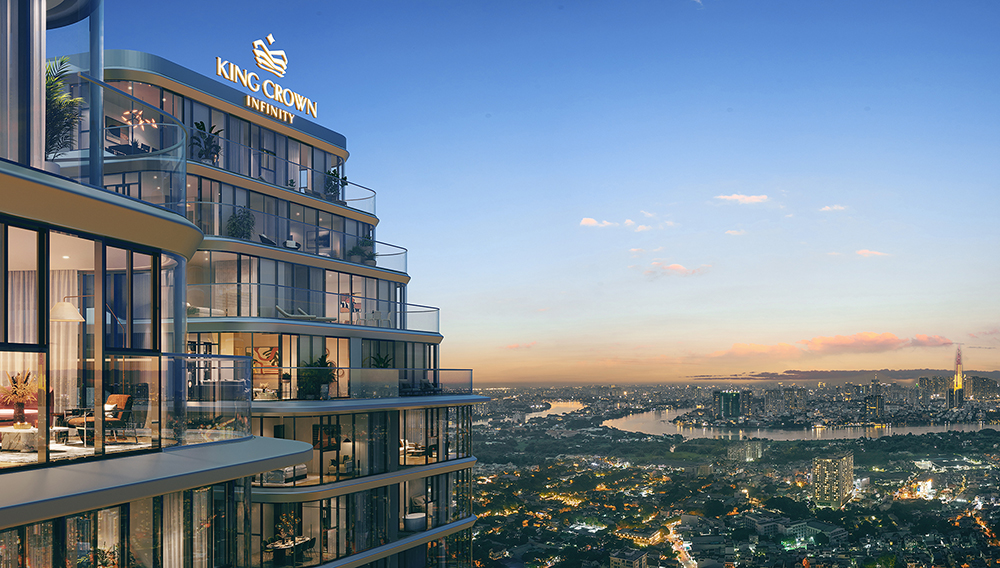 Khu phức hợp thương mại dịch vụ và căn hộ cao cấp King Crown Infinity sở hữu 2 tòa tháp 30 tầng bao gồm khối đế 4 tầng TTTM và khu căn hộ hạng sang cùng hệ tiện ích hoàn chỉnh.