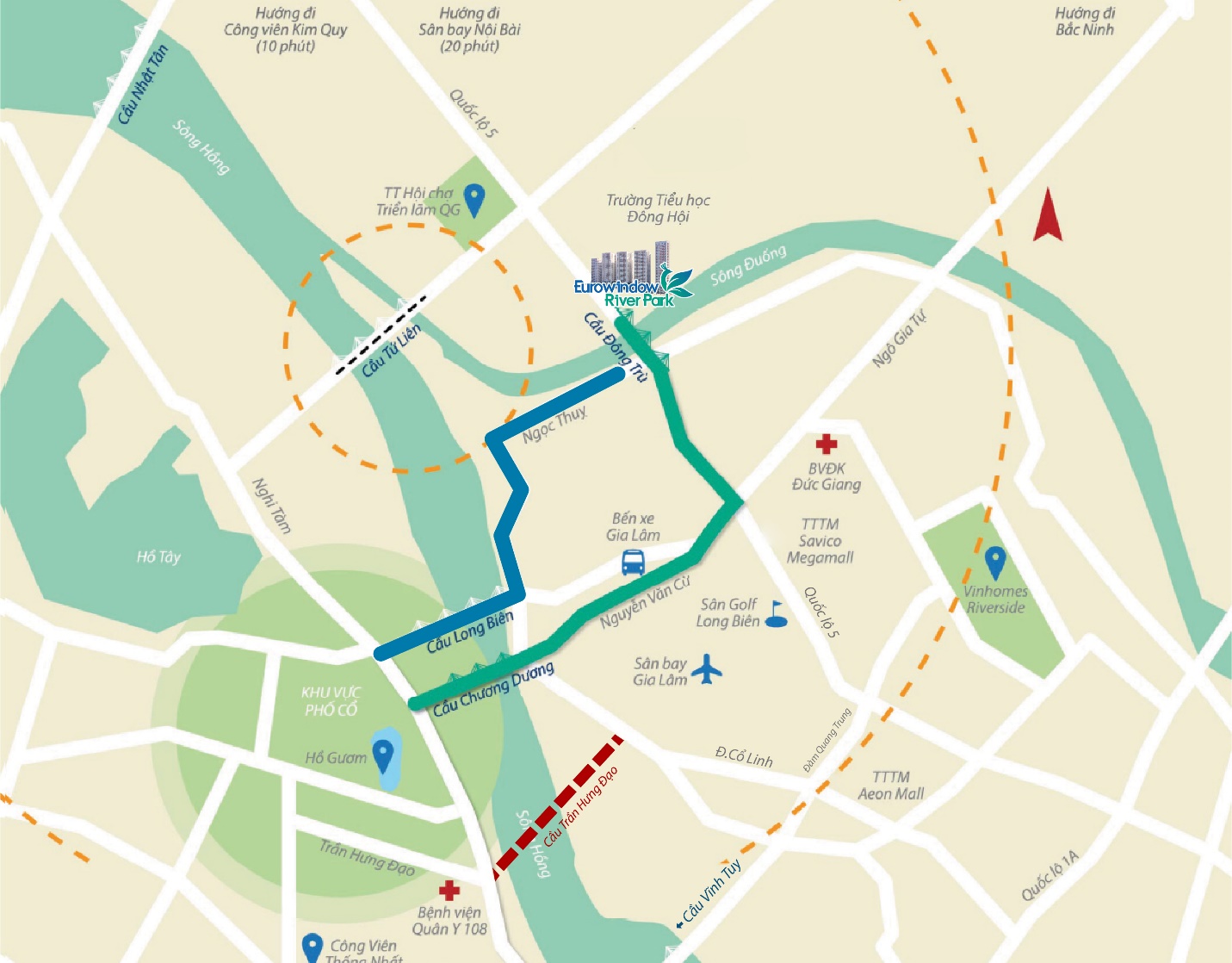 Eurowindow River Park sở hữu vị trí đắc địa “kề sông, cận phố”