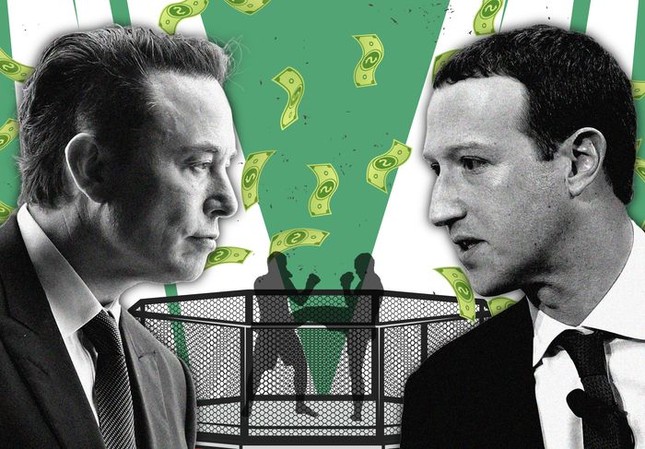 Ông chủ xe điện Tesla và mạng xã hội Twitter Elon Musk (trái) và người đồng sáng lập Facebook Mark Zuckerberg tuyên bố sẽ đấu võ trong lồng sắtẢnh: Getty Images
