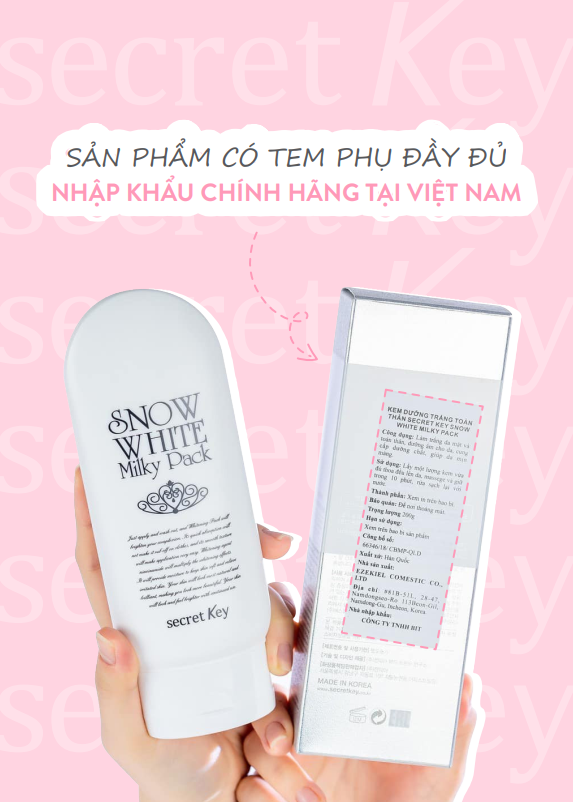 Kem Ủ Trắng Secret Key Snow White Milky Pack được nhập khẩu chính hãng tại Việt Nam.
