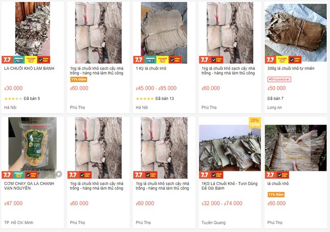 Lá chuối tươi được ứng dụng nhiều trong làm bánh, bao gói thực phẩm, nhưng giờ đây cả khi chúng khô héo cũng vẫn bán được giá. 1kg lá chuối khô có giá lên đến 60.000 đồng. Chúng được dùng để gói bánh gai, nút rượu hoặc nuôi cá...