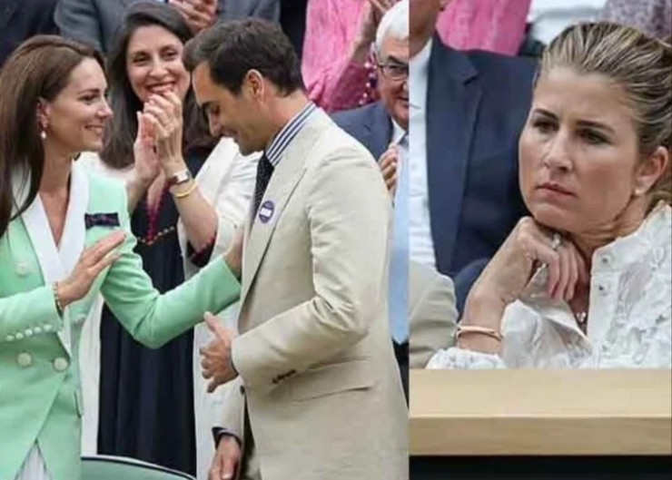 Federer vui đùa với Công nước xứ Wales, vợ Federer có gương mặt tương đối cau có