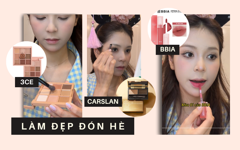 Mê style trang điểm Hàn Quốc thì đừng bỏ qua ba gợi ý son môi BBIA, kẻ mày Carslan cùng bộ phấn mắt 3CE. Tất cả đều có mặt trên Shopee với giá giảm đến 50% trong hôm nay
