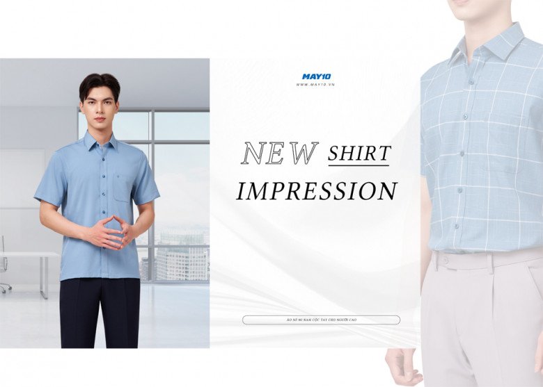 Người dáng cao nên chọn mẫu áo sơ mi nam cộc tay có các họa tiết sọc ngang