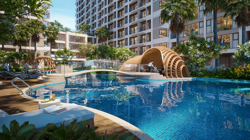 Hồ bơi resort 1.700m2 tại dự án