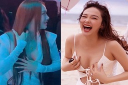 Đời sống Showbiz - Nhã Phương, Minh Hằng mặc táo bạo khi mang bầu, lộ nhan sắc thật qua camera thường