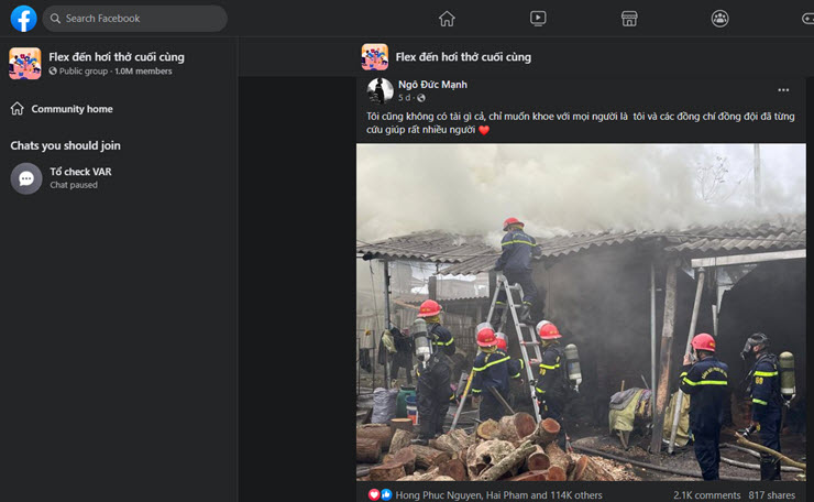 Nhóm “Flex đến hơi thở cuối cùng” trên Facebook với hơn 1 triệu thành viên.