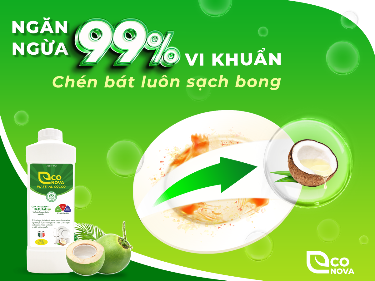 Nước rửa chén Econova Piatti Al Cocco