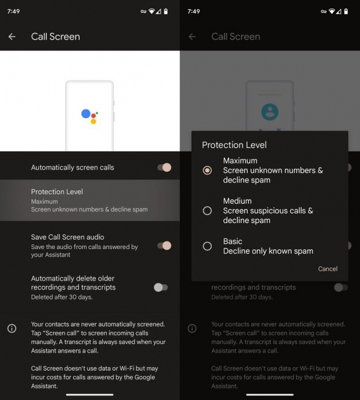 Mức độ chặn cuộc gọi rác. Ảnh: MINH HOÀNG