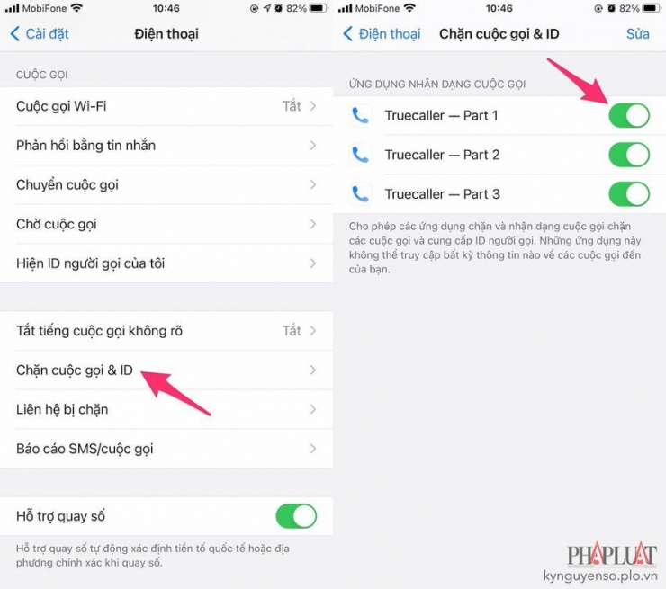 Kích hoạt các ứng dụng chặn cuộc gọi rác. Ảnh: MINH HOÀNG