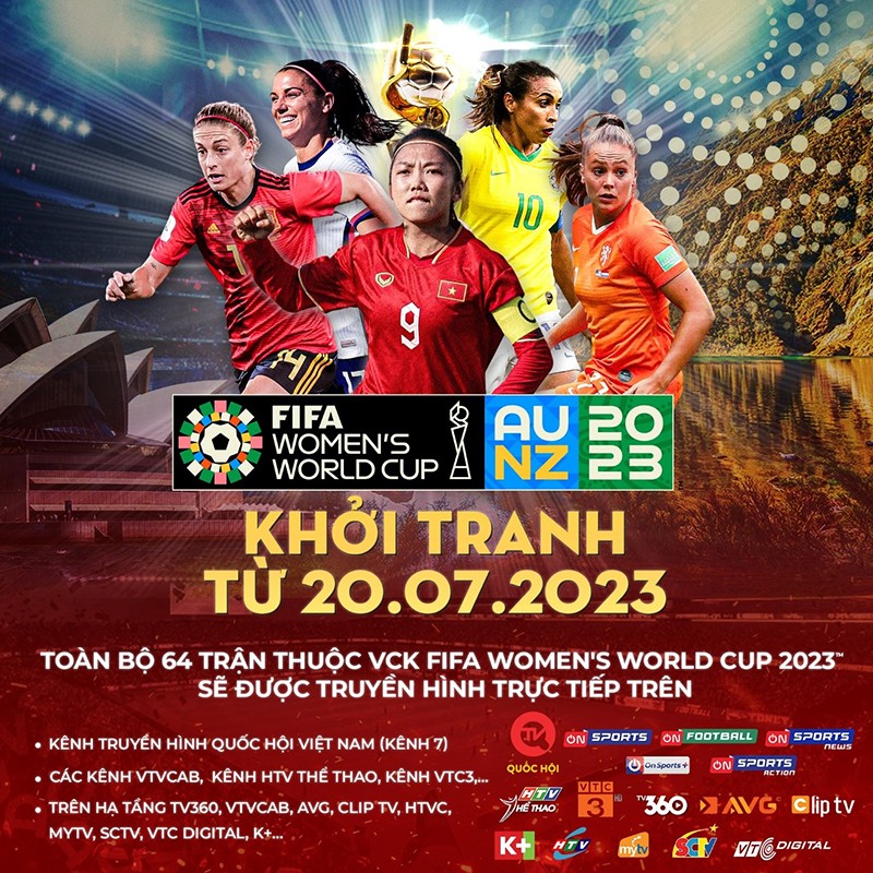 Xem FIFA Women’s World Cup 2023 trọn vẹn trên Truyền hình Quốc Hội Việt Nam và VTVcab