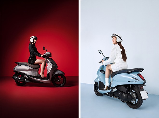 Hoa hậu Tiểu Vy và Đỗ Hà tự tin cầm lái trên chiếc Yamaha Grande Hybrid