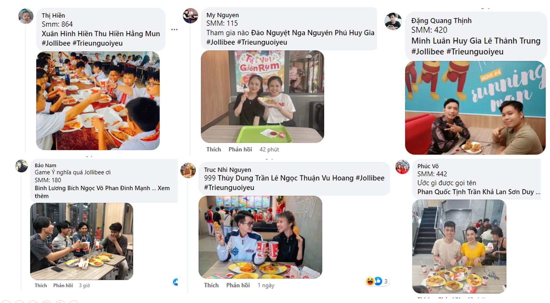 Nhiều bạn trẻ check-in tại Jollibee và chia sẻ khoảnh khắc này với “Triệu khoảnh khắc Gà Giòn Vui Vẻ”