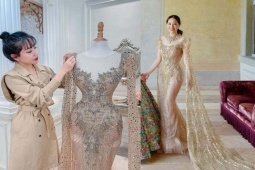 Đời sống Showbiz - Hé lộ bất ngờ về trang phục cưới của vợ hoa hậu kém Chân Tử Đan 18 tuổi