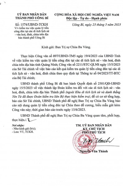 Bộ Tài chính công khai công văn yêu cầu chùa Ba Vàng báo cáo thu chi công đức