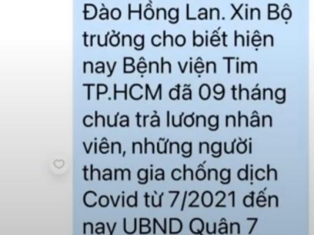 Thực hư tin nhắn gửi Bộ trưởng Y tế, tố Viện Tim TP HCM nợ lương 9 tháng