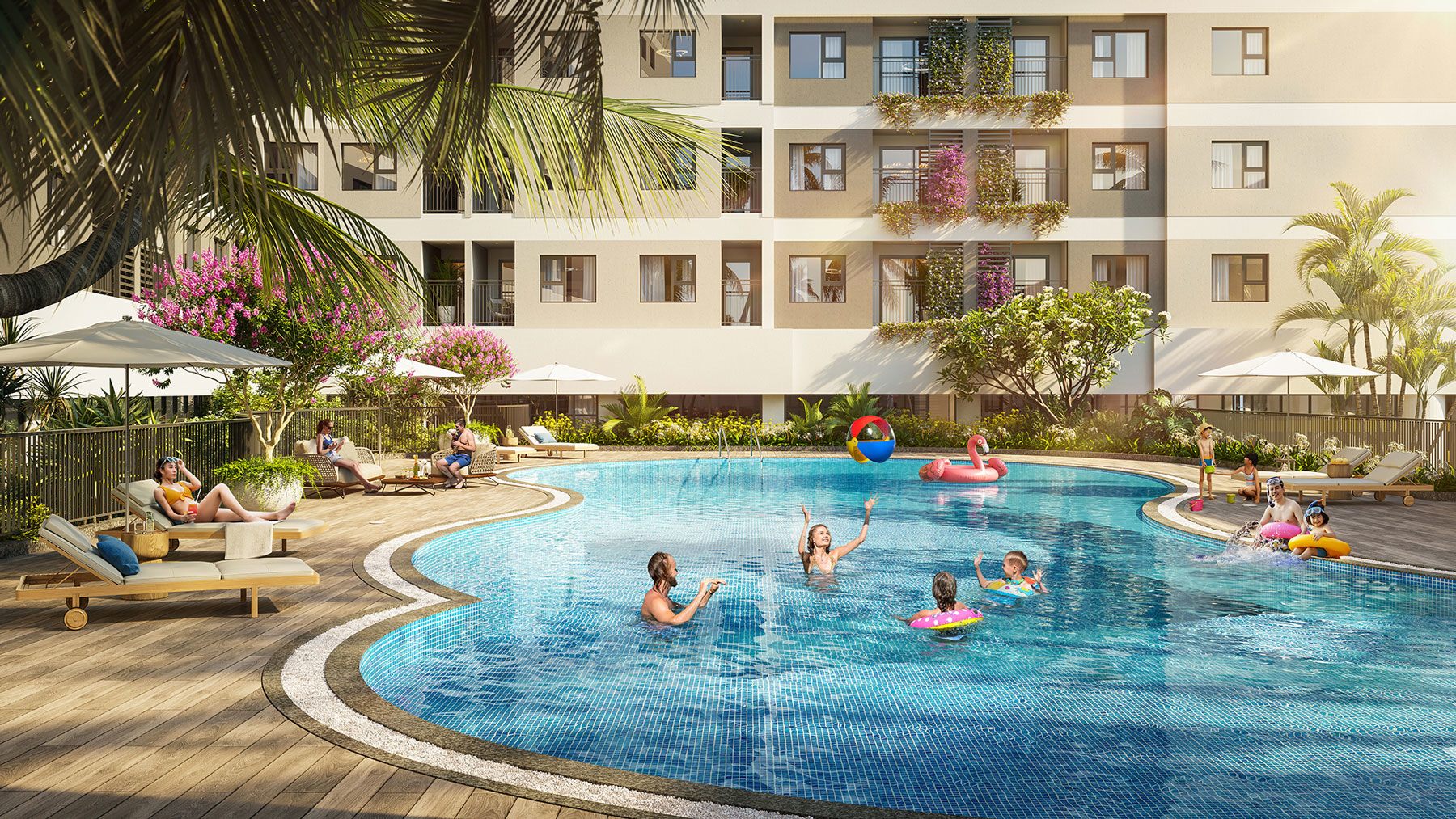 Phối cảnh hồ bơi tại khu căn hộ Legacy Prime