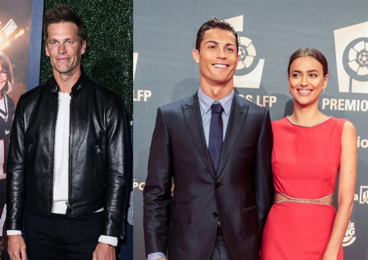 Giới truyền thông cho rằng Brady (trái) đang hẹn hò với Irina (váy đỏ), bạn gái cũ của Ronaldo (giữa)
