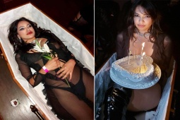 Bạn trẻ - Cuộc sống - Cô gái nằm trong quan tài tổ chức sinh nhật gây choáng