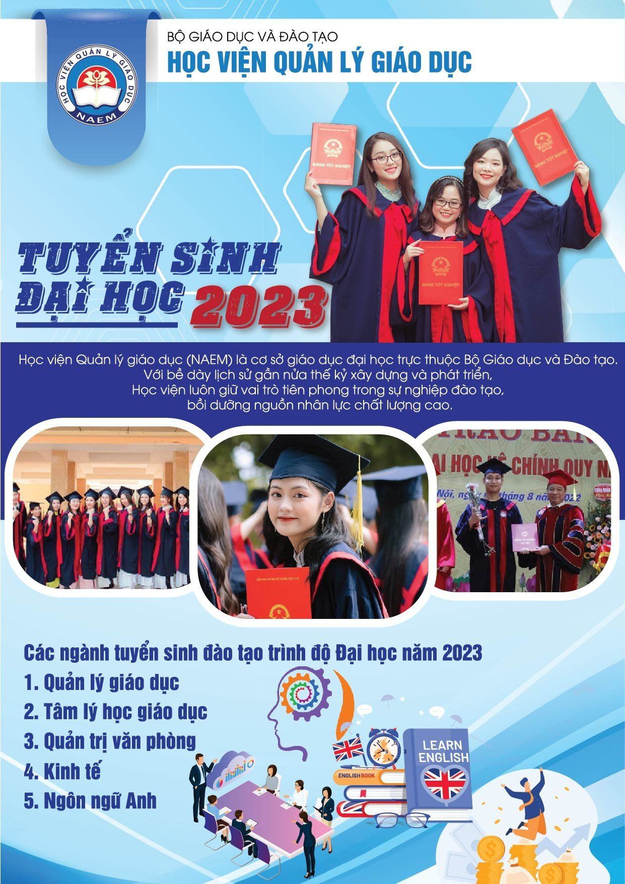 Học viện Quản lý giáo dục thông báo tuyển sinh năm học 2023 - 1