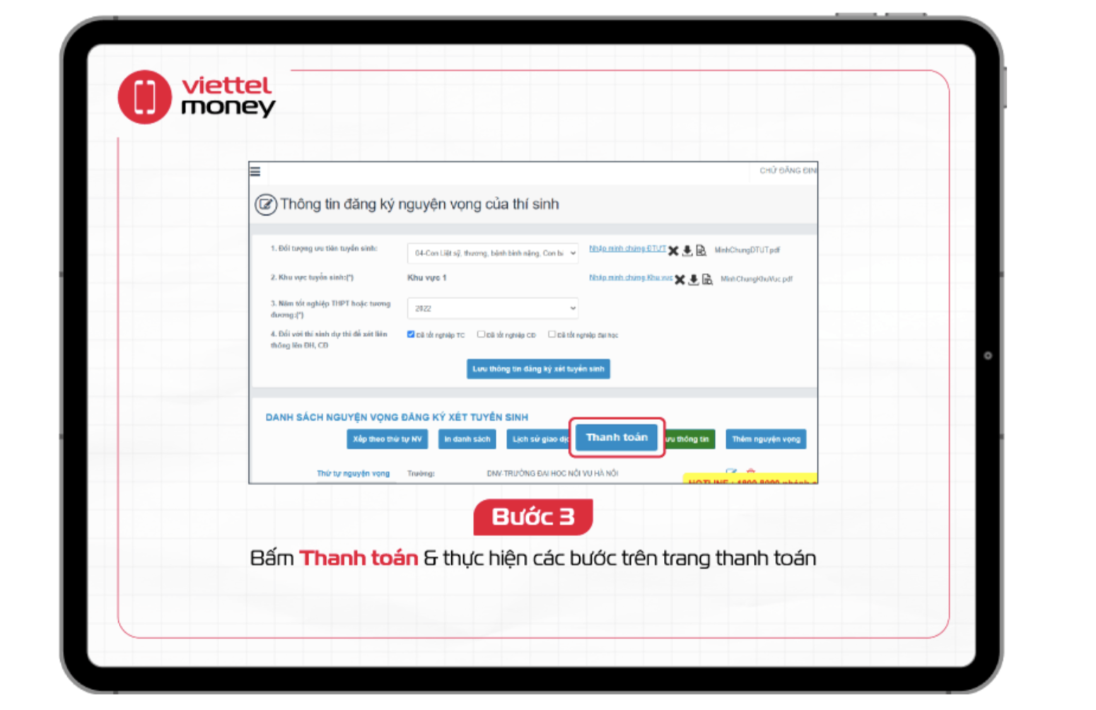 Hoàn đến 50% lệ phí xét tuyển đại học khi thanh toán qua Viettel Money - 3