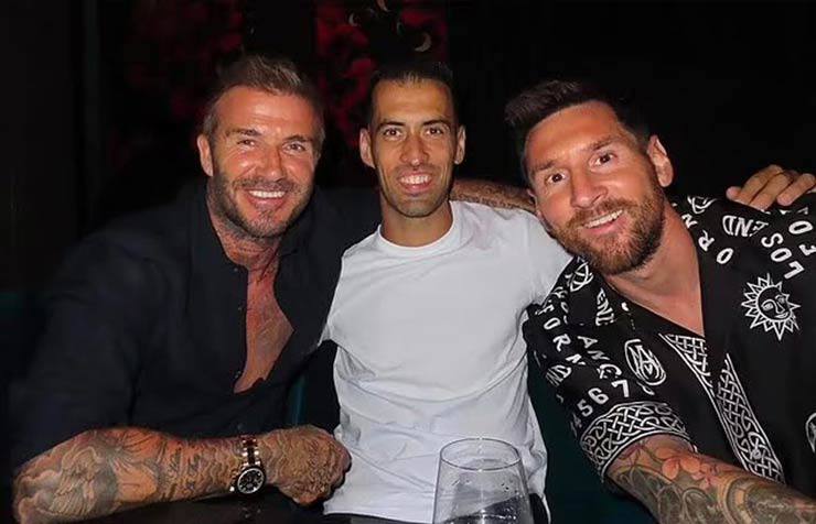Beckham, Busquets và Messi trong một bữa tối thân mật