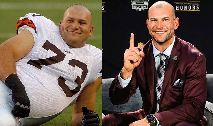 3. Joe Thomas (bóng bầu dục NFL). Huyền thoại NFL Thomas nặng nhất khoảng 300 pound (136 kg) khi còn chơi đỉnh cao, sau giải nghệ anh tập luyện chăm chỉ và hiện tại có cơ thể rất đẹp.