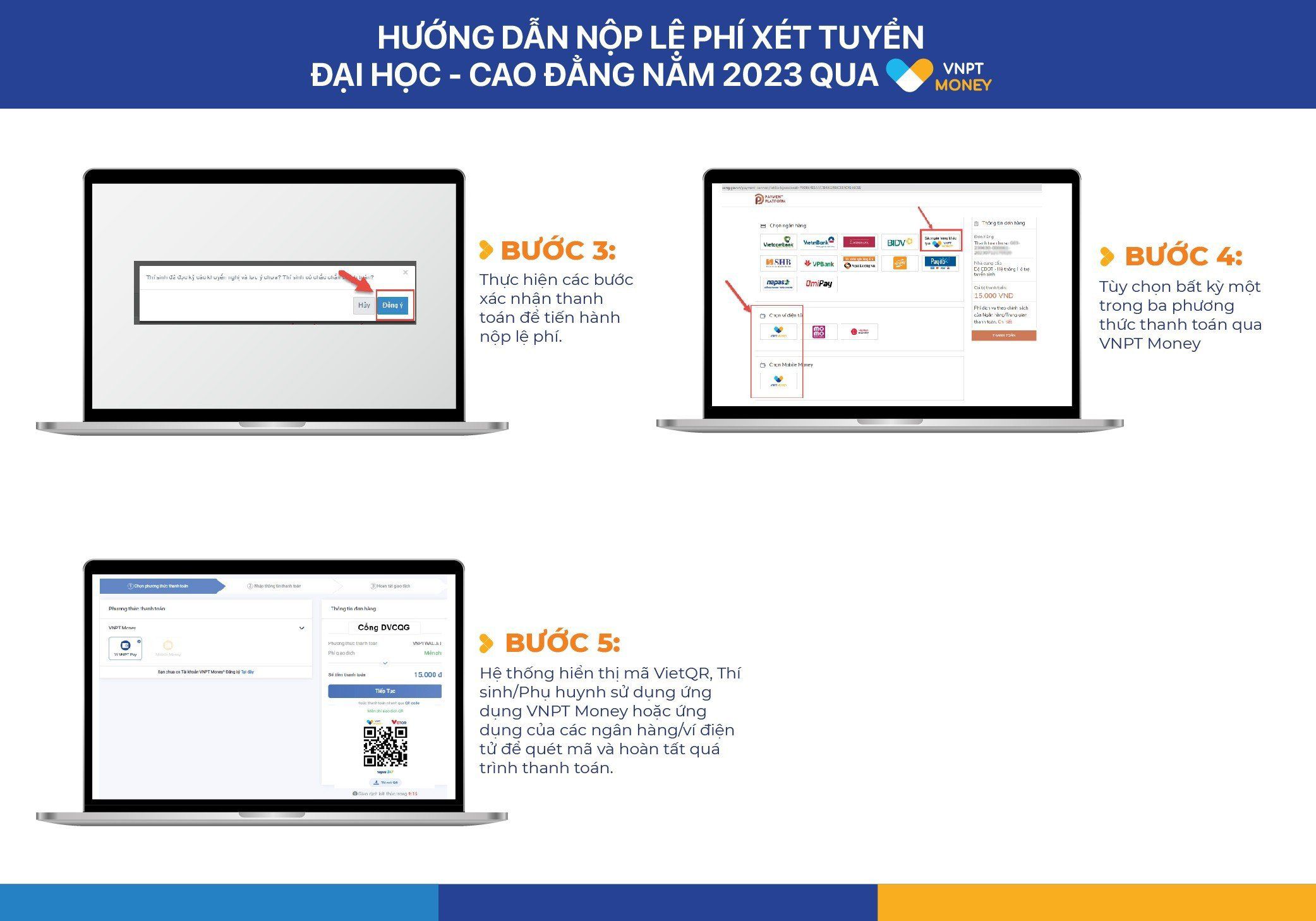 Các bước thanh toán lệ phí Cao đẳng- Đại học với VNPT Money